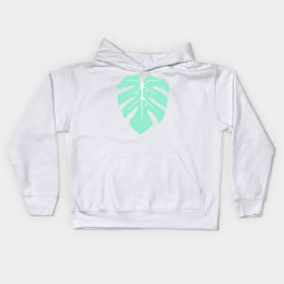 Pastel Mint Monstera Leaf Kids Hoodie